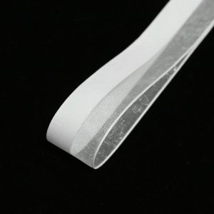 Лента декоративная "Половинки", полиэстер, 26 мм х 20 ярд., белый