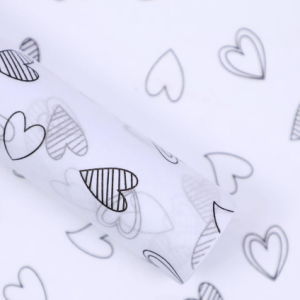 Бумага тишью Сердца 50х66см,10 лист черный на белом