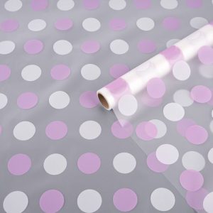 Пленка матовая ГОРОХ нежный 58см*10м Сиреневый 05