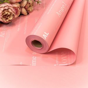 Плёнка 58см 800г матовая с печатью 60мкм Розовый-0331 3743