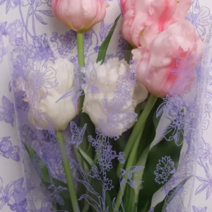 Пленка цветная 60см Ласточки сиреневый классик