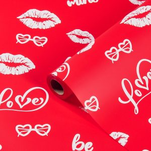 Упак. материал флористическая пленка "Поцелуй", 65мкр, 58 см х 10 м, красный