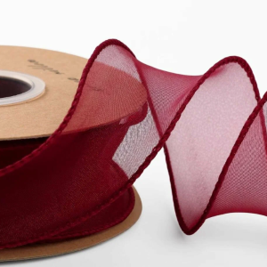 Лента органза, однотонная, 4cmx10yards, цв.винный