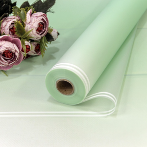 Плёнка 58 см 800 г матовая с двойной белой полосой 55мкм Бледно-зелёный 4231