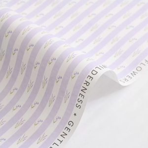 Упаковочная бумага "Принт цветочные полосы", 53 см*53 см., 10 лист/упак., сиреневый