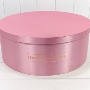 Коробка Круглая 40*15,5 см., с атласной тканью, Розовый