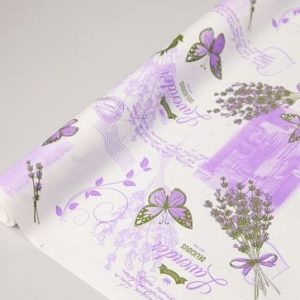 Флористическая крафт бумага "Lavender", 70 см x 10 ярд, белый / сирень-фиолетовый-фисташка