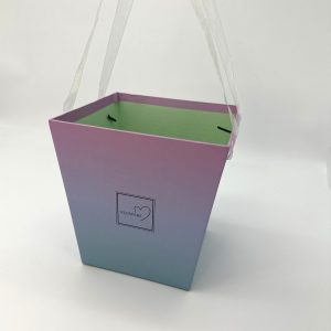 Коробка под цветы "Градиент", 17*17*18, розовый/бирюза