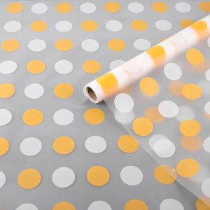 Пленка матовая ГОРОХ нежный 58см*10м Красно-оранжевый 04