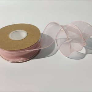 Лента органза, однотонная, 4cmx10yards, цв.светло-розовый