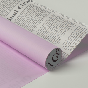 Пленка матовая двухцветная 60см*10м, Газета сиреневый 1076