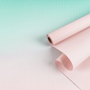 Упак. материал флористическая пленка "Цвета радуги", 65 мкр, 57см x 10м, тиффани с розовым