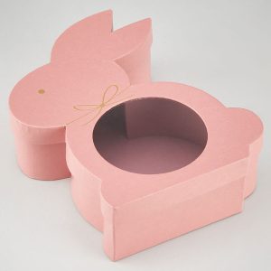 Коробка под цветы "Зайка" 22,5x28x8 см, 1 шт., розовый