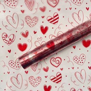 Упак. материал флористич. пленка "Love is", 40 мкр, 58 см х 10 м, красный
