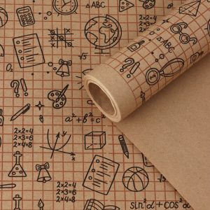 Крафт бумага Школьная пора коричневый/черный на коричневом фоне 720мм*10 м ± 5%