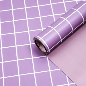 Пленка матовая двусторонняя Клетка Сиреневая/Бледно-розовая 58см*10м 04 т.м.30