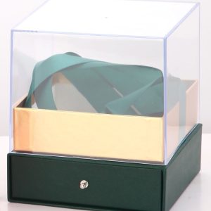 Коробка акриловая подарочная с ящиком, 14,5*14,5*16,5, зелёный