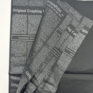 Тишью Бумага "Газета", 20 листов в упаковке, 20 грамм, 50cmx70cm, цв. серебристый на черном