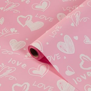 Упак. материал флористическая пленка "Магия любви", 65мкр, 58 см х 10 м, розовый