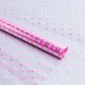 Пленка цветная Мелкие сердца 70см, розовый, Идеал