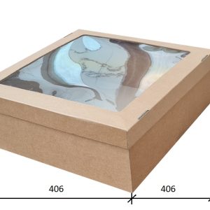 Коробка для венков и подарков 406*406*150 с крышкой с пластиковым окном 1ШТ.