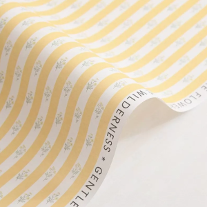 Упаковочная бумага "Принт цветочные полосы", 53 см*53 см., 10 лист/упак., желтый