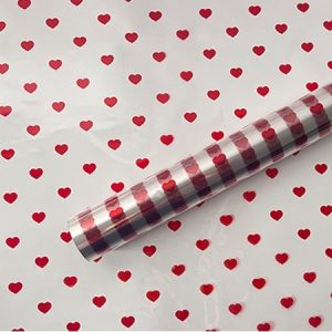 Упак. материал флористич. пленка "Сердечки", 40 мкр, 58 см х 10 м, красный