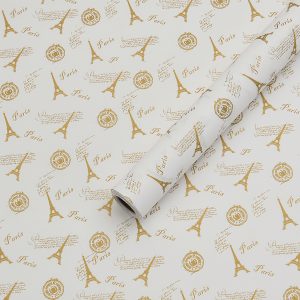 Упак. материал флористическая пленка "Париж" 65 мкр, 57 см х 10м, белый с золотом