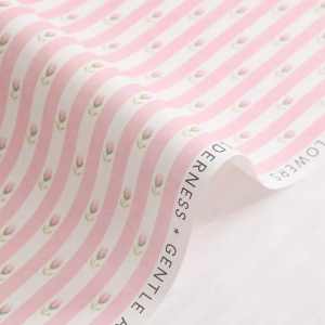 Упаковочная бумага "Принт цветочные полосы", 53 см*53 см., 10 лист/упак., розовый