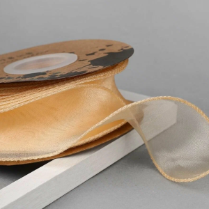 Лента органза, однотонная, 4cmx10yards, цв.бежевый