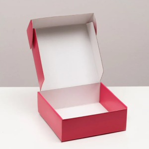 Коробка самосборная, малиновая, 23 х 23 х 8 см