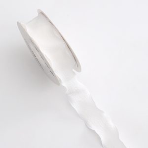 Лента плиссированная с оборками, однотонная, 40mmx10y, цв. белый