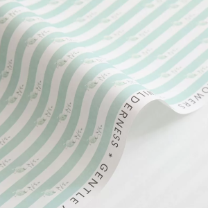 Упаковочная бумага "Принт цветочные полосы", 53 см*53 см., 10 лист/упак., нежная мята