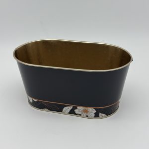 Декоративное овальное кашпо 19.5X11.5XH9 см. черный. металл