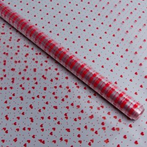 Пленка цветная Мелкие сердца 70см, красный, Идеал