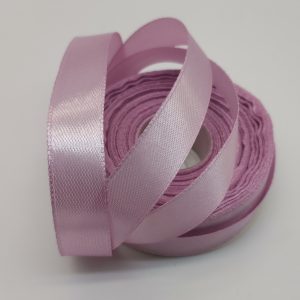 Лента атласная, на картонн.катушке, односторонняя, 15 мм х 25 ярд, розовый ирис
