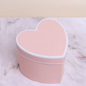 Коробка Сердце 12х10,5х10,8см с окантовкой персиковый