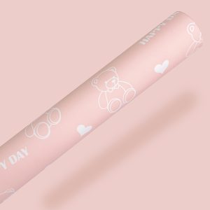 Упак. материал флористическая пленка "Мимимишки", 65мкр, 58 см х 10 м, розовый