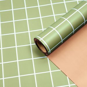 Пленка матовая двусторонняя Клетка Оливковая/Персиковая 58см*10м 08 т.м.30