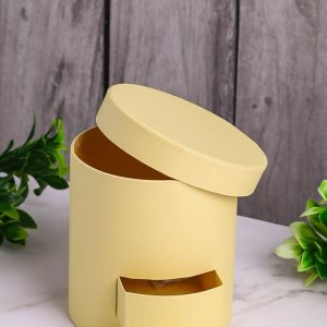 Коробки для цветов и конфет (двойное дно) Цилиндр 14х14х14,5см К желтый