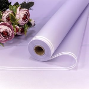 Плёнка 58см 800г матовая с двойной белой полосой 55мкм Светло-фиолетовый 4248