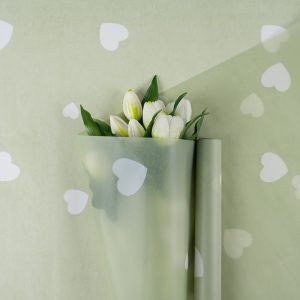 Пленка матовая "Сердца" Зеленый чай-02 57см*10м т.м.30