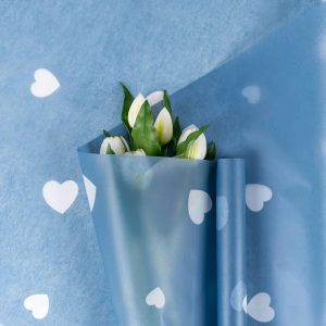 Пленка матовая "Сердца" Синяя-05 57см*10м т.м.30