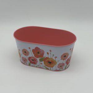 Декоративное овальное кашпо "Маковый рай" 19.5X11.5XH9CM. металл