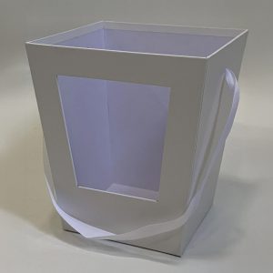 Коробка под цветы с окном 19x19x22 см./14*14 см., 1 шт., белый