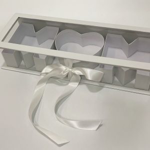 Коробка под цветы "Мама" 44,5x15,5x9,7см, 1 шт., белый