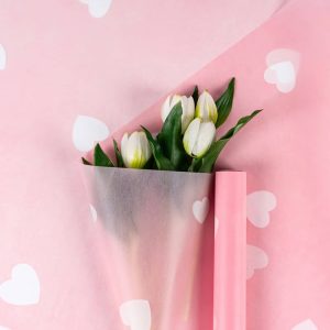 Пленка матовая "Сердца" Розовая-03 57см*10м т.м.30