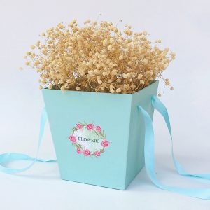 Коробка под цветы трапеция с ручками 17x17x18 см, св.тиффани