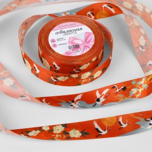 Лента атласная «Япония», 25 мм, 23±1 м, красная