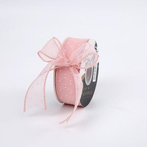 Лента органза "Крапинка", 2cmx15yards, цв. розовый